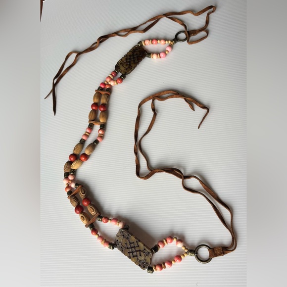 Vintage Bohemian Beaded Leather Belt - Picture 1 of 4